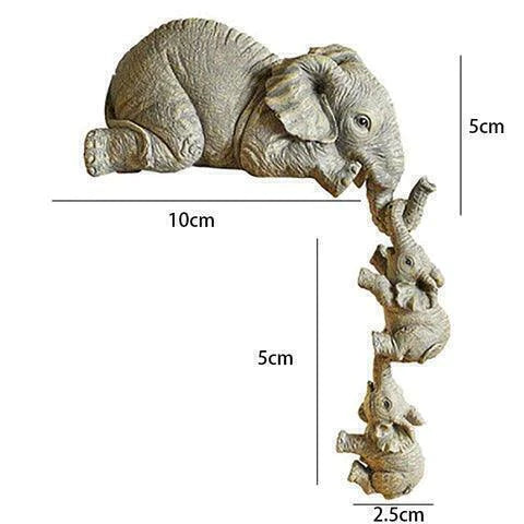 Estatuetas Família Elefante 3 Peças - Resina Premium